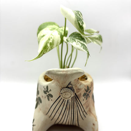 Ceramic Whale Planter Pot with Hand-Painted Floral Design